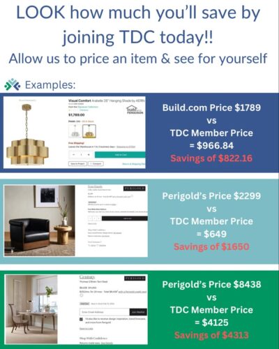 📣Interior designers — the numbers don’t lie!
Just LOOK at how much you could be saving by joining The Designers Collaborative!🙌🏻

Whether it’s lighting, furniture, or casegoods… your trade pricing through TDC could save you hundreds — 💰even thousands 💰— on a single item.

Let us price something for you and see for yourself how fast your membership pays for itself!

Connect with us today!
📧admin@thedesignerscollaborative.com
👩🏼‍💻www.thedesignerscollaborative.com

 #interiordesign #interiors #homedecor #interiorstyling #home #furniture #homedesign #interiordesigner #interiorinspo #interiorinspiration #interiorstyle #furnituredesign